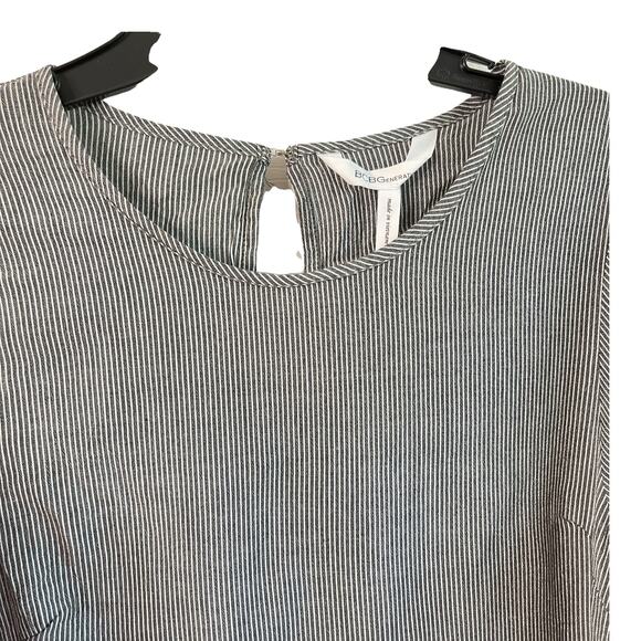 BCBG Black Strip Flutter Sleeve Shift Dress Small new - Picture 4 of 7
